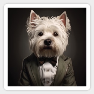 West Highland White Terrier Dog in Suit Sticker